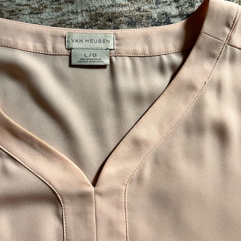 Van Heusen Light Pink V-Neck Blouse